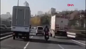 İstanbul'da motosikletli sürücü ölümden döndü