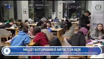 Bursa Millet Kütüphanesi artık 24 saat açık