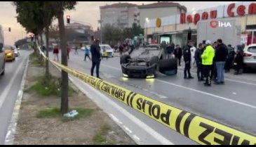 İstanbul'da polisten kaçtı! Kovalamaca sırasında takla attı