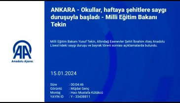 81 ilde okullarda şehitlerimiz için saygı duruşunda bulunuldu