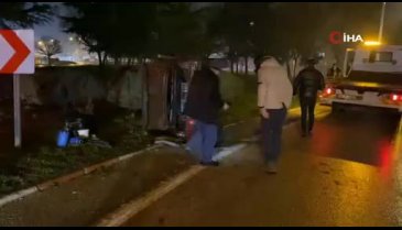 Bursa'da refüje çarpan otomobil takla attı: 1 yaralı