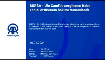 Bursa Ulu Cami'deki Kabe örtüsünün bakımı tamamlandı