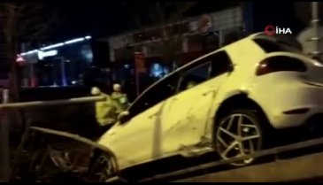 İstanbul'da polisten kaçan şoför yol kenarındaki otoparka uçtu