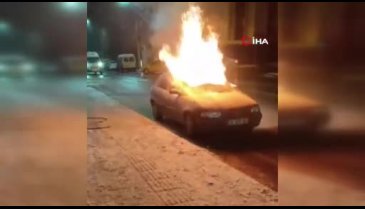 Sivas'ta bir araç alev alev yandı