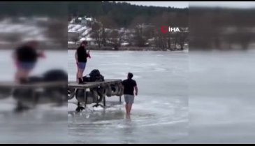 Bursa'da buzlu gölette fotoğraf çektirirken, kendini suda buldu