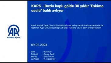 Buzla kaplı Aygır Gölü'nde 30 yıldır "Eskimo usulü" balık avlıyor