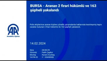Bursa'da kesinleşmiş hapis cezası olan 2 firari hükümlü ve 163 şüpheli yakalandı