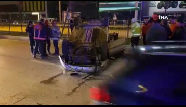 Bursa'da kayganlaşan yolda kontrolden çıkan otomobil takla attı! 1 yaralı