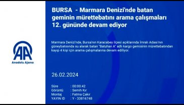 Marmara Denizi'nde batan gemide arama çalışmaları 12. gününde