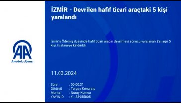 İzmir'de devrilen araçtaki 5 kişi yaralandı