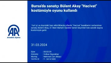 Bursa'da sanatçı Bülent Akay "Hacivat" kostümüyle oyunu kullandı