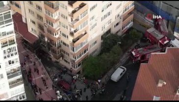 İstanbul'da 29 kişinin hayatını kaybettiği yangında bina havadan görüntülendi
