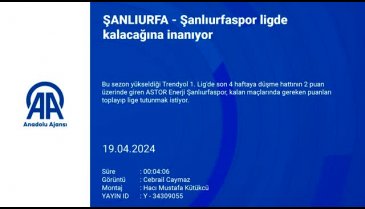 Şanlıurfaspor ligde kalacağına inanıyor