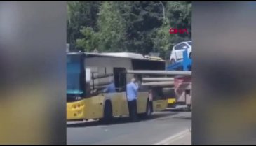 İstanbul'da otobüsün camından direk girdi!