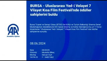 Bursa'da Uluslararası Yed-i Velayet 7 Vilayet Kısa Film Festivali'nde ödüller sahiplerini buldu