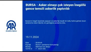 Bursa'da asker olmak isteyen down sendromlu İslam bir günlüğüne jandarma oldu