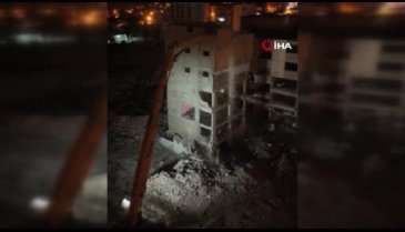 Yedi katlı binanın yerle bir olma anı dronla görüntülendi