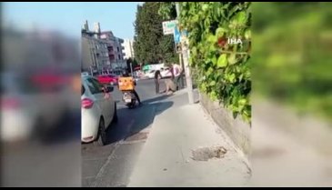 Karısını takip eden şahsı dakikalarca dövdü!