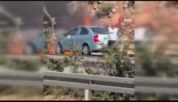 Bursa'da yürek burkan görüntü! Alev alev yandı, sürücü böyle çırpındı...