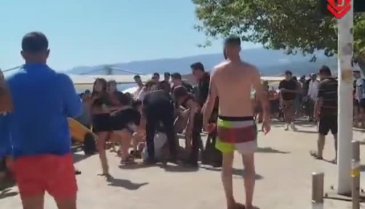 Bursa sahilinde saç saça baş başa kavga!