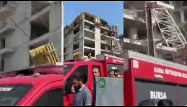 Bursa'da büyük panik! Şantiyede kule vinç devrildi...