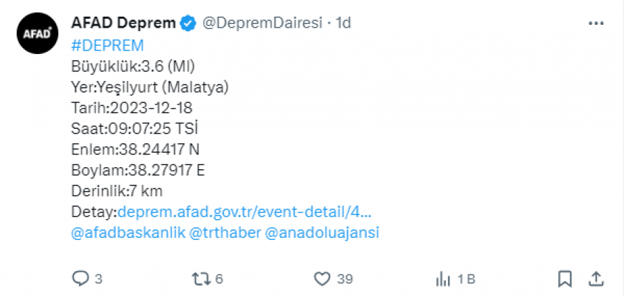 Malatya'da deprem!