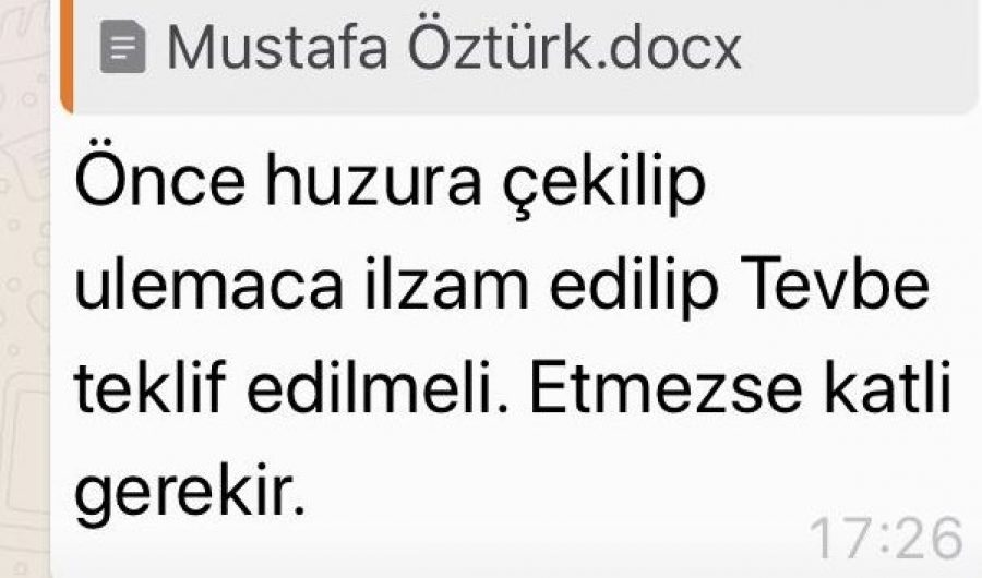 İlahiyatçıların WhatsApp grubunda Prof. Öztürk için infaz çağrısı yapıldı İlahiyatçıların WhatsApp grubunda Prof. Öztürk için infaz çağrısı yapıldı