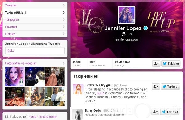 Jennifer Lopez'in takip ettiği tek Türk erkeği