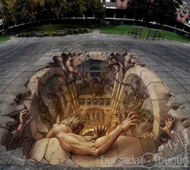 İşte 3D sokak sanatı