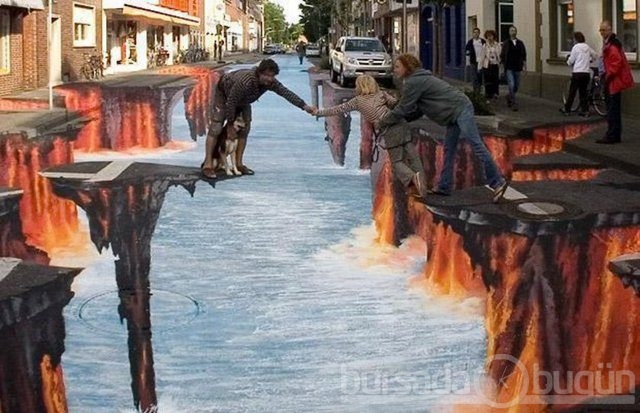 İşte 3D sokak sanatı