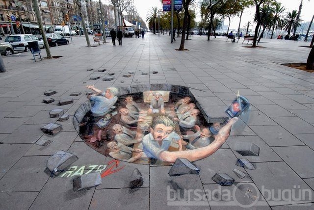 İşte 3D sokak sanatı