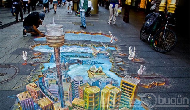 İşte 3D sokak sanatı