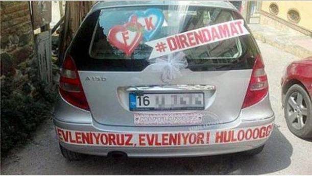 Gelin arabalarındaki en ilginç yazılar...