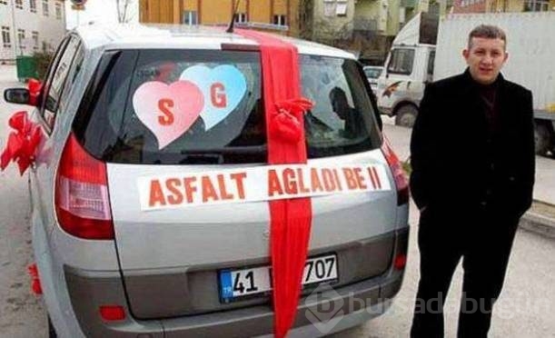 Gelin arabalarındaki en ilginç yazılar...