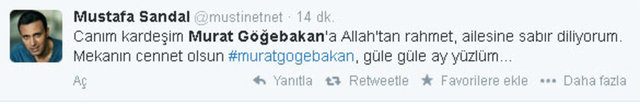 Ünlülerden Murat Göğebakan tweetleri