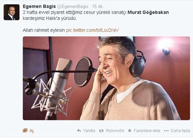 Ünlülerden Murat Göğebakan tweetleri