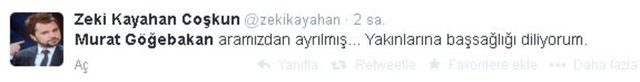 Ünlülerden Murat Göğebakan tweetleri