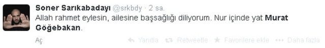 Ünlülerden Murat Göğebakan tweetleri