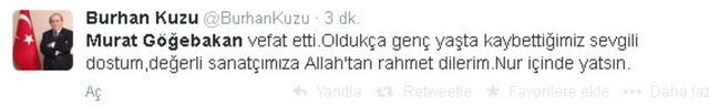 Ünlülerden Murat Göğebakan tweetleri