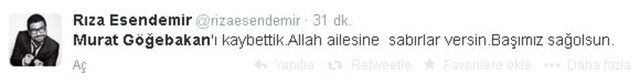 Ünlülerden Murat Göğebakan tweetleri
