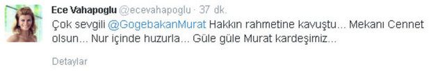 Ünlülerden Murat Göğebakan tweetleri