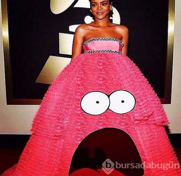 Rihanna'nın elbisesi sosyal medyaya damga vurdu
