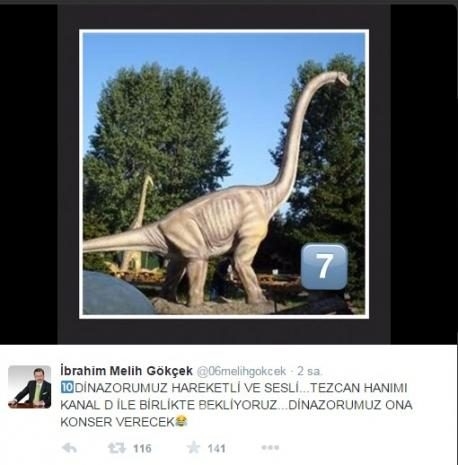 Melih Gökçek dinozorlar için isim sordu twitter yıkıldı