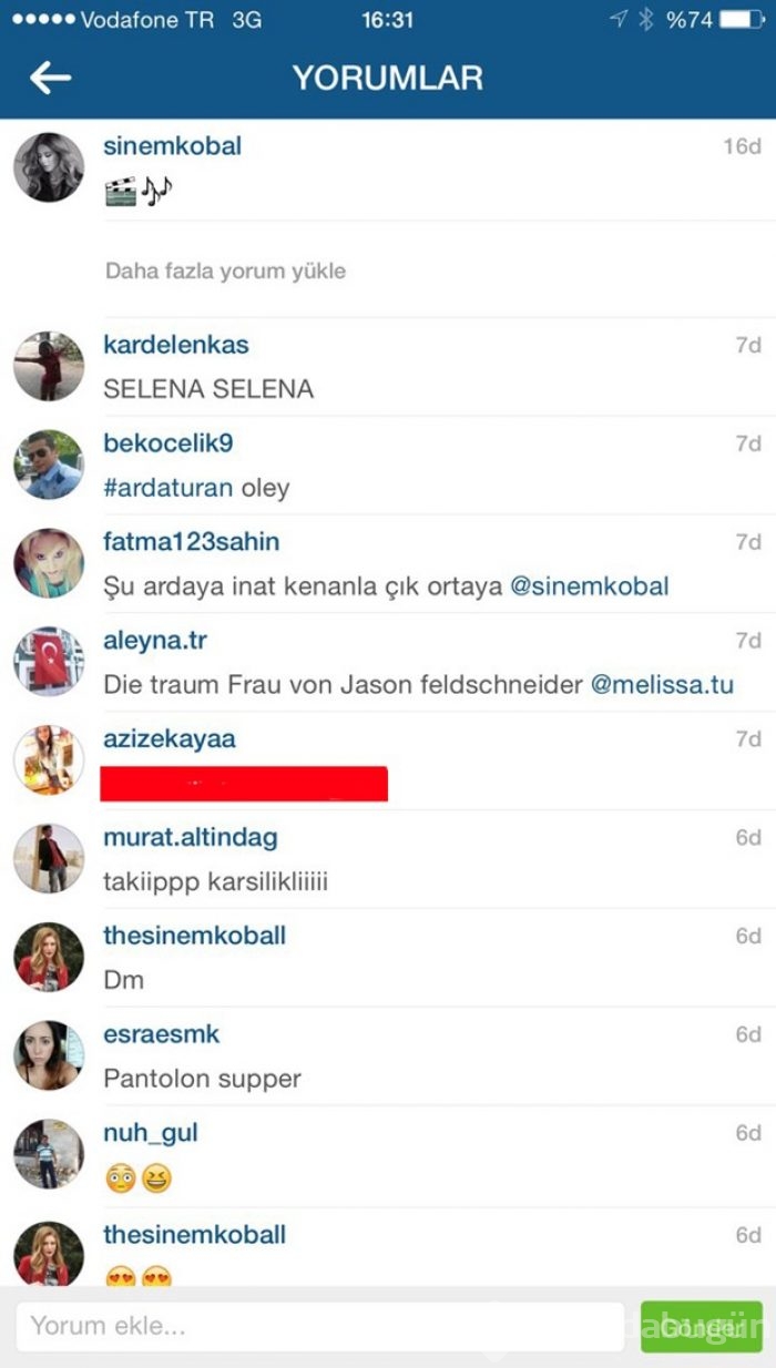 Sinem bu fotoğrafını 17 dakikada sildi