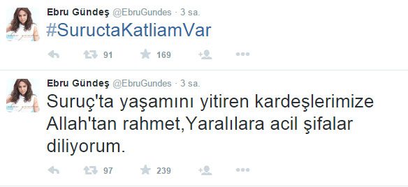 Ünlülerden Suruç tepkisi
