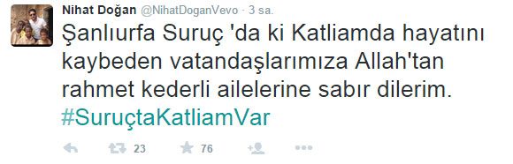 Ünlülerden Suruç tepkisi
