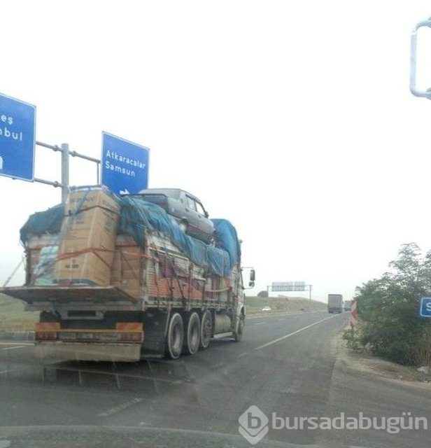 Kamyonda şok görüntüler