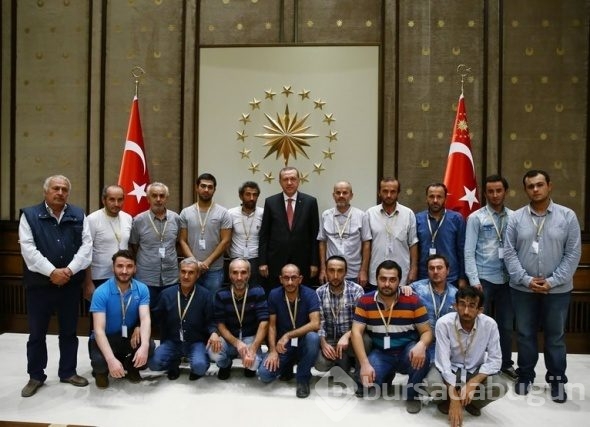 Erdoğan, 16 Türk işçiyi ve ailelerini ağırladı