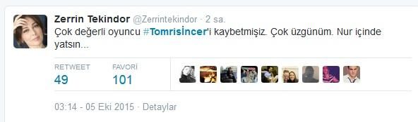 Ünlüler, Tomris İncer'in ardından neler söyledi?