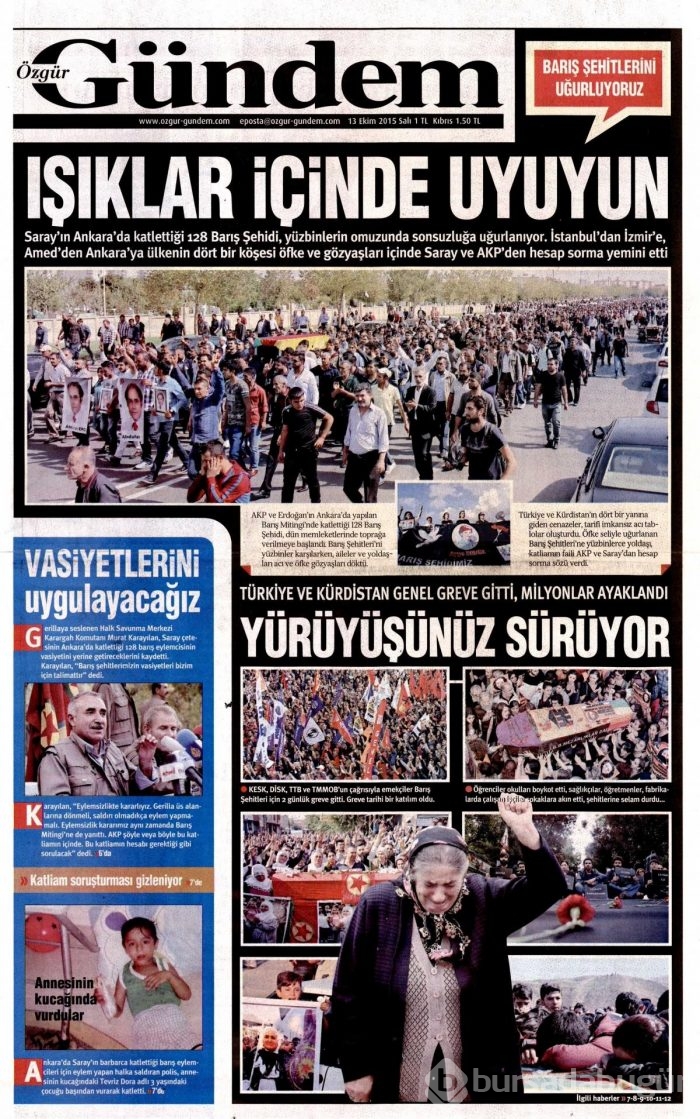 Gazete manşetleri (13 Ekim 2015)